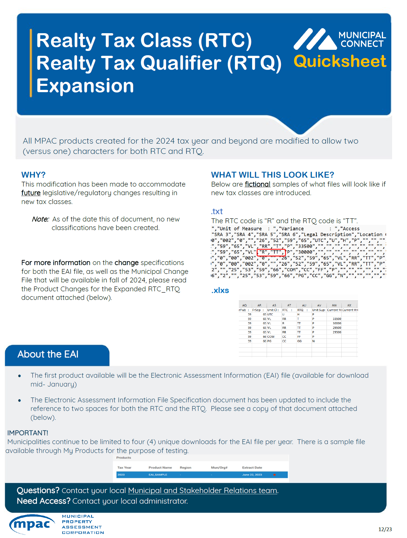 Realty Tax Class (RTC) Realty Tax Qualifier (RTQ) Expansion